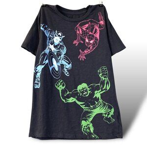 VTG Mad Engine Marvel Team Up T-Shirt Youth M Spiderman, Hulk, Captian America
